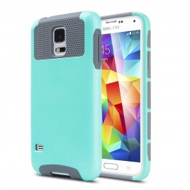 Samsung Galaxy S5 Case, Dual Layer Shockproof Silicone Phone Protection Case TPU Hybrid Slim Fit Cover With  [Premium Screen Protector] And Touch Screen Pen (Teal)